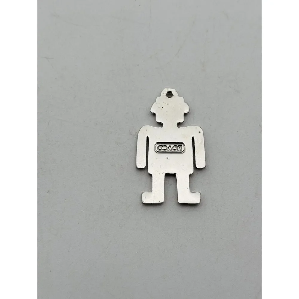 COACH Robot Keychain Silver And Green Metal Charm For Coach Purse Or Bag
